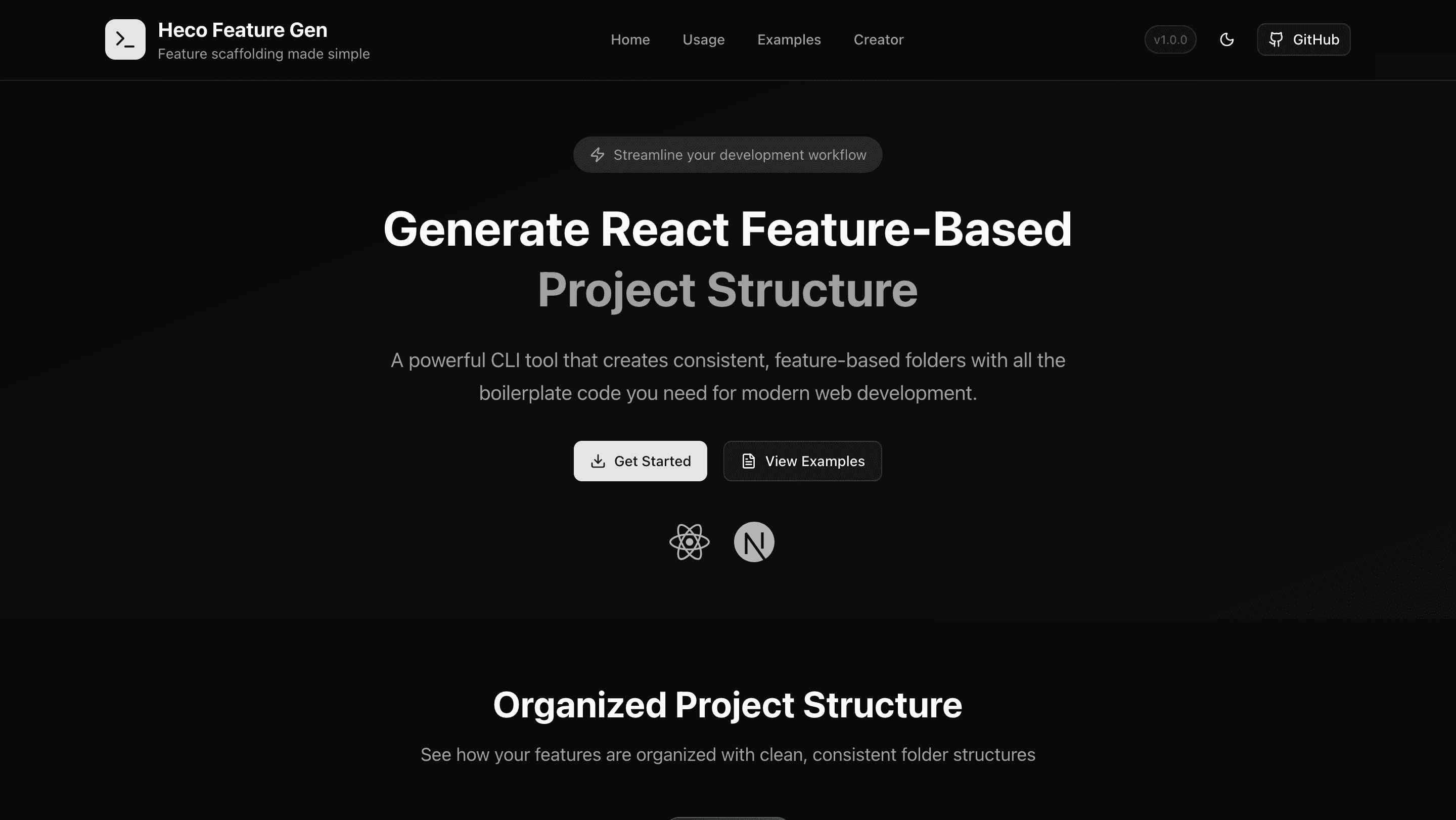 Project screenshot in dark mode